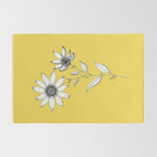 Wildflower line drawing | Botanical Art Rug Gallery Image 2