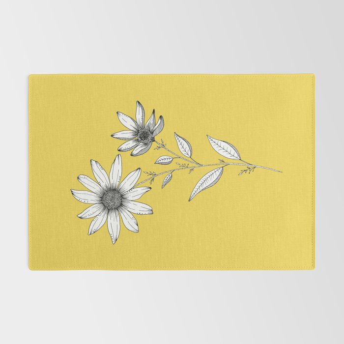 Wildflower line drawing | Botanical Art Rug Gallery Image 2