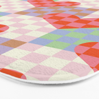 Red love heart checkered patchwork pattern Bath Mat Gallery Image 3