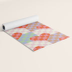 Red love heart checkered patchwork pattern Yoga Mat Gallery Image 2