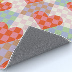 Red love heart checkered patchwork pattern Rug Gallery Image 4