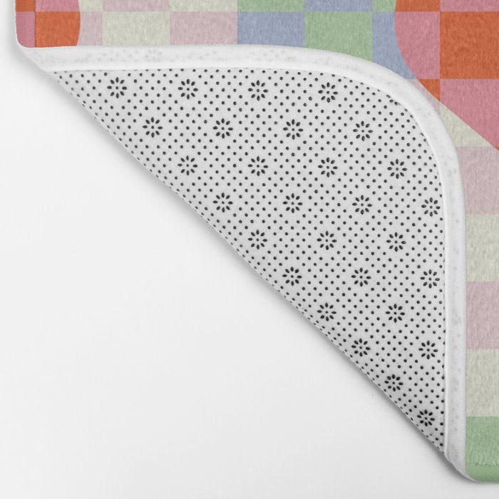 Red love heart checkered patchwork pattern Bath Mat Gallery Image 2