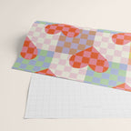 Red love heart checkered patchwork pattern Wrapping Paper Gallery Image 2