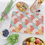 Red love heart checkered patchwork pattern Cutting Board Gallery Image 2