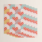 Red love heart checkered patchwork pattern Wrapping Paper Gallery Image 3