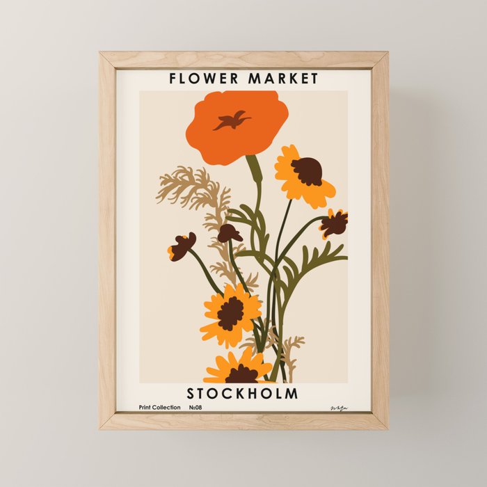 Flower Market, Stockholm, Pastel retro style Mini Art Print Gallery Image 1