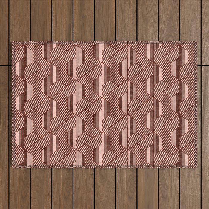 cadence triangles - rust Outdoor Rug Gallery Image 1
