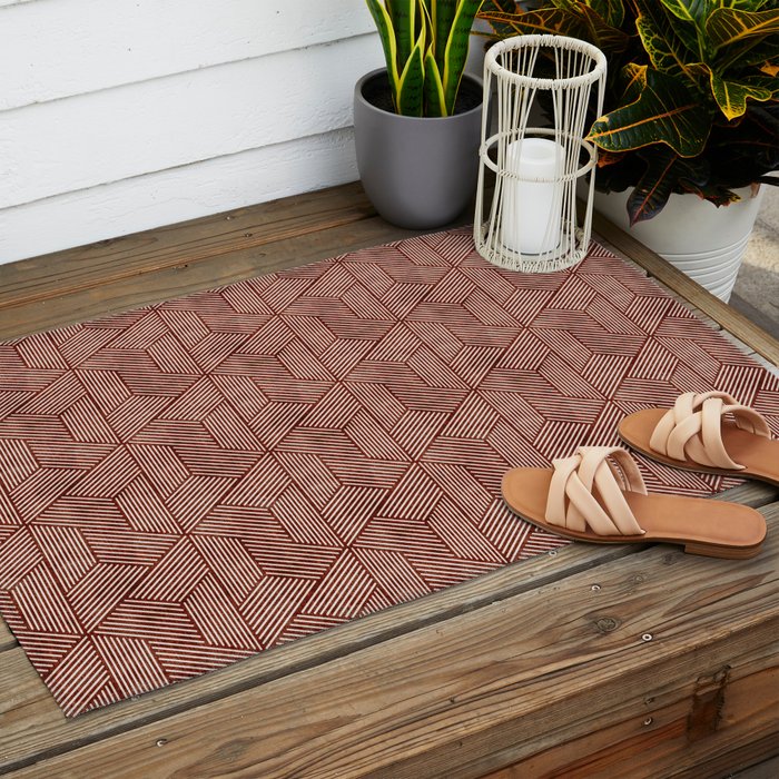 cadence triangles - rust Outdoor Rug Gallery Image 2