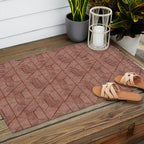 cadence triangles - rust Outdoor Rug Gallery Image 2