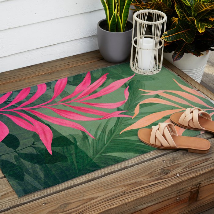 Abstract Art Tropical Garden 5 Outdoor Rug Gallery Image 2