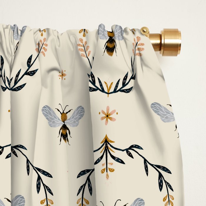 Ode to the Bumblebee (in cream) Window Curtain Gallery Image 2