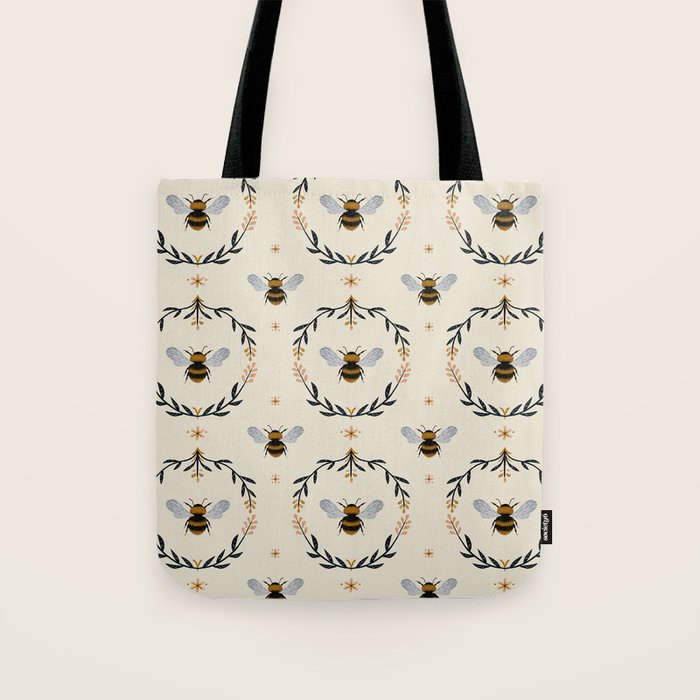 Ode to the Bumblebee (in cream) Tote Bag Gallery Image 1