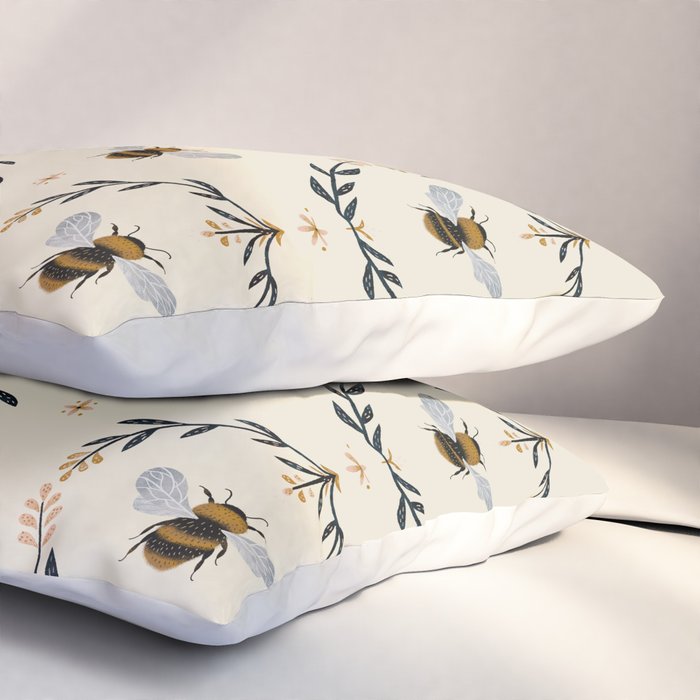 Ode to the Bumblebee (in cream) Pillow Sham Gallery Image 3