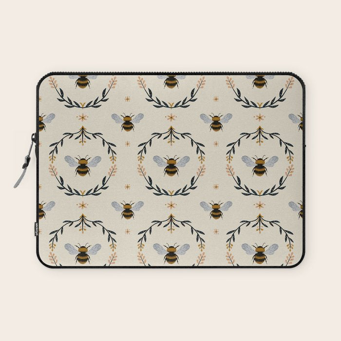 Ode to the Bumblebee (in cream) Laptop Sleeve Gallery Image 1
