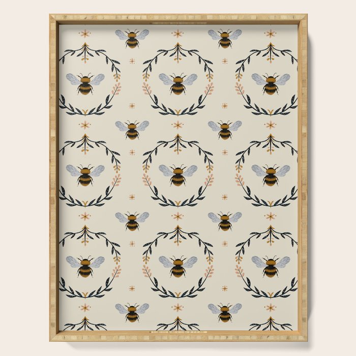 Ode to the Bumblebee (in cream) Serving Tray Gallery Image 1
