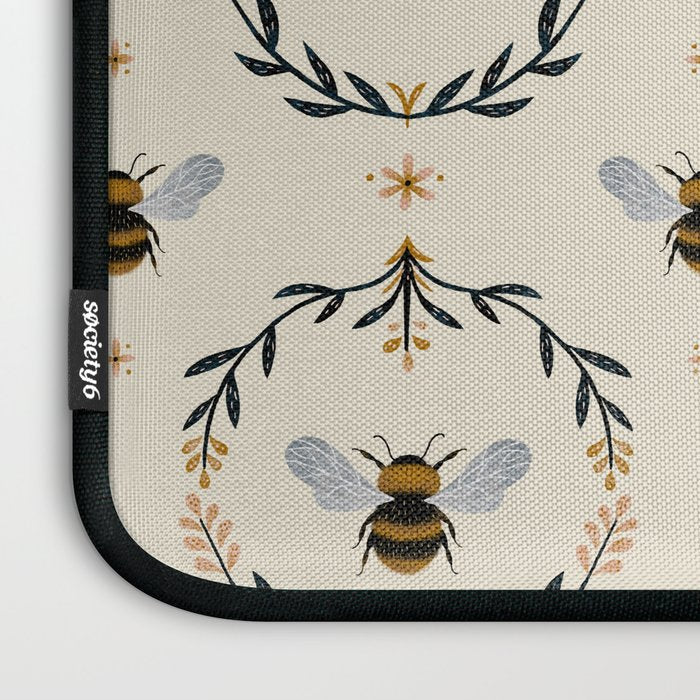 Ode to the Bumblebee (in cream) Laptop Sleeve Gallery Image 3