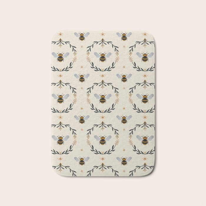 Ode to the Bumblebee (in cream) Bath Mat Gallery Image 1