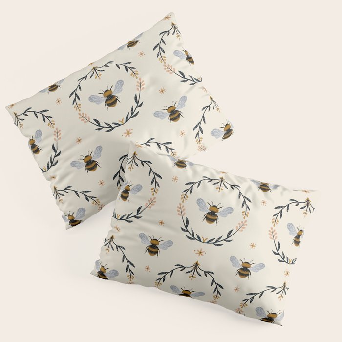 Ode to the Bumblebee (in cream) Pillow Sham Gallery Image 1