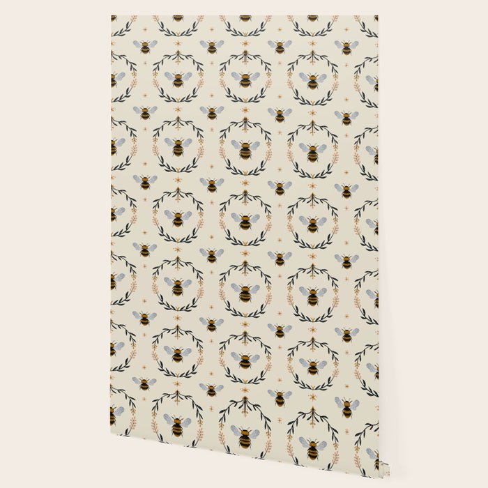 Ode to the Bumblebee (in cream) Wallpaper Gallery Image 2