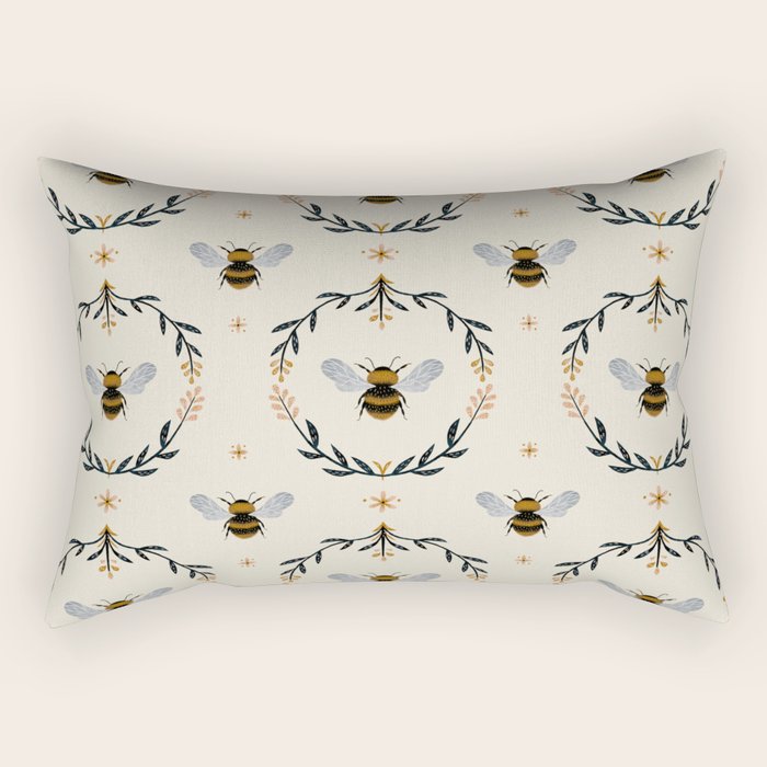 Ode to the Bumblebee (in cream) Rectangular Pillow Gallery Image 2