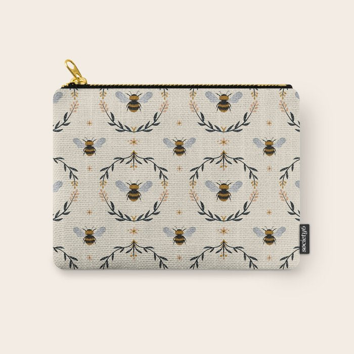 Ode to the Bumblebee (in cream) Carry All Pouch Gallery Image 1