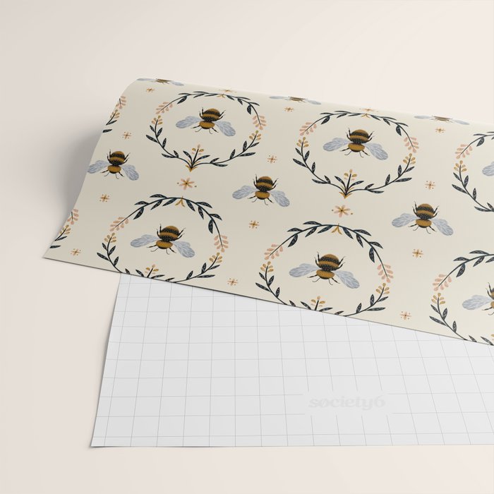 Ode to the Bumblebee (in cream) Wrapping Paper Gallery Image 2