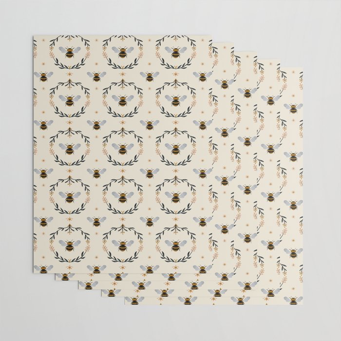 Ode to the Bumblebee (in cream) Wrapping Paper Gallery Image 3
