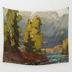 Tom Thomson Poplars by a Lake 1916 Canadian Landscape Artist Wall Tapestry Gallery Image 4