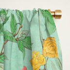 Chinoiserie Aqua Mint Floral Garden Fresco Window Curtain Gallery Image 2