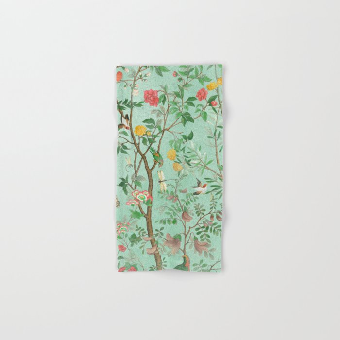 Chinoiserie Aqua Mint Floral Garden Fresco Bath Towel Gallery Image 1