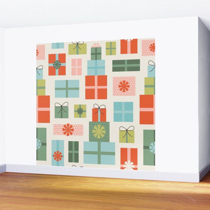 Retro Christmas Presents Wall Mural Gallery Image 2