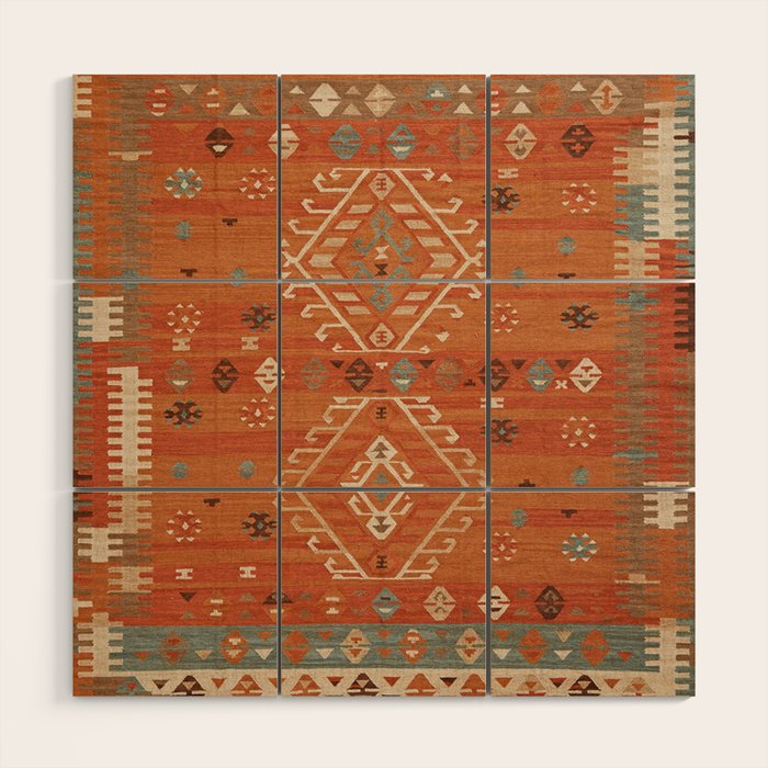 Heritage Traditional Moroccann Rug Design Wood Wall Art Gallery Image 1