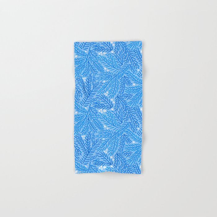 Winter Berries & Pine Branches in Blue Bath Towel Gallery Image 1