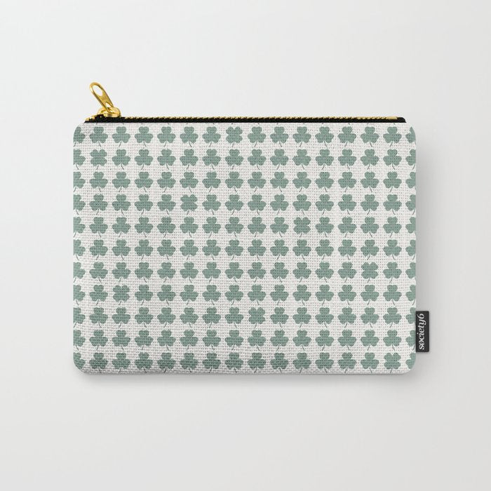 Clovers XXXII Sage Green Botanical Pattern Carry All Pouch Gallery Image 1