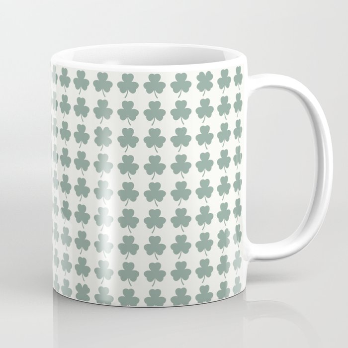 Clovers XXXII Sage Green Botanical Pattern Coffee Mug Gallery Image 1