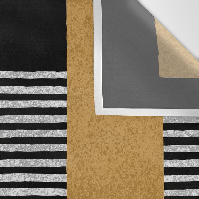 Stripes and Squares on Black Composition - Abstract Wall Tapestry Gallery Image 3