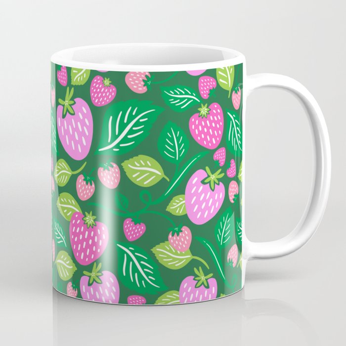 Strawberry Fields - Pink and Green Coffee Mug Gallery Image 1
