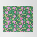 Strawberry Fields - Pink and Green Throw Blanket Gallery Image 2