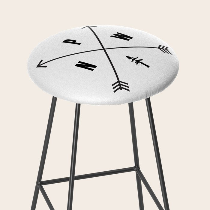 PNW Pacific Northwest Compass - Black and White Forest Stool Gallery Image 2