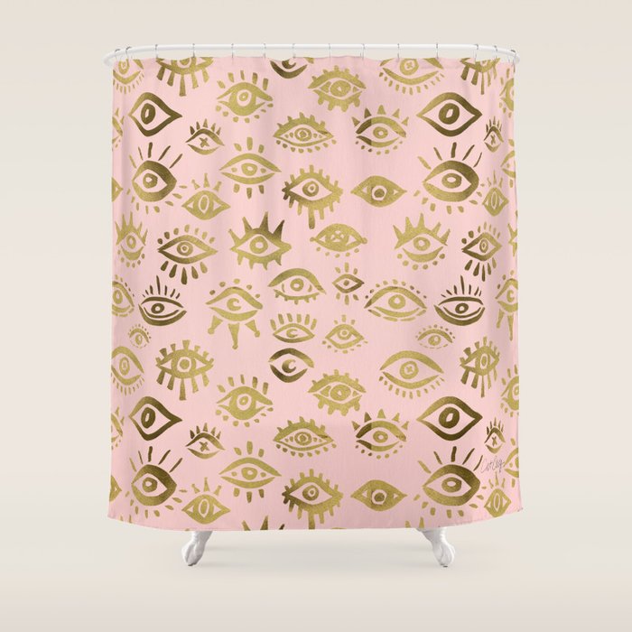 Mystics Eyes - Blush & Gold Shower Curtain Gallery Image 1