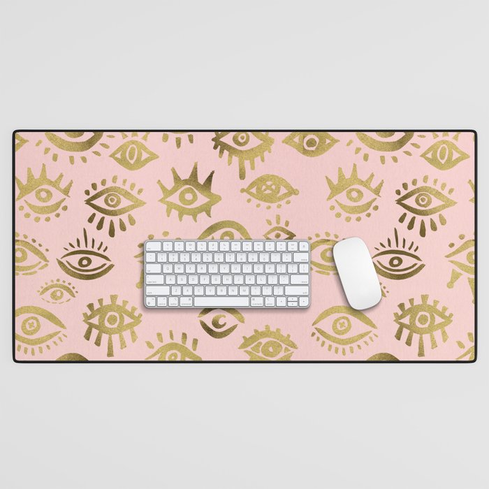 Mystics Eyes - Blush & Gold Desk Mat Gallery Image 1
