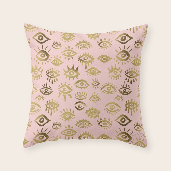 Mystics Eyes - Blush & Gold Throw Pillow Gallery Image 6
