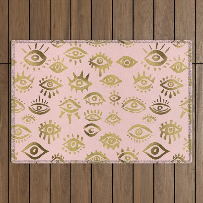 Mystics Eyes - Blush & Gold Outdoor Rug Gallery Image 1