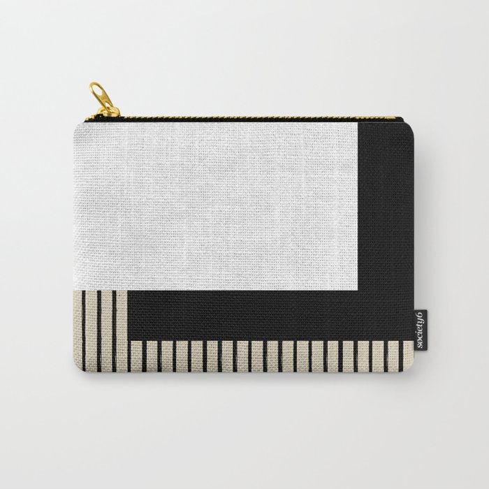 Square black and white Stripes Carry All Pouch Gallery Image 1