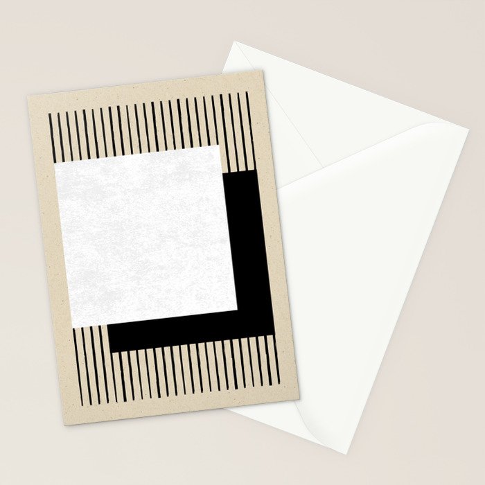 Square black and white Stripes Stationery Card Gallery Image 2