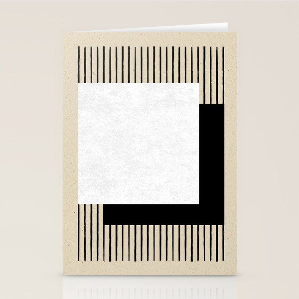Square black and white Stripes Stationery Card Gallery Image 1