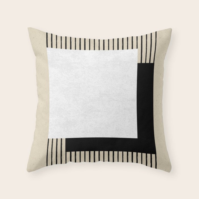 Square black and white Stripes Throw Pillow Gallery Image 6