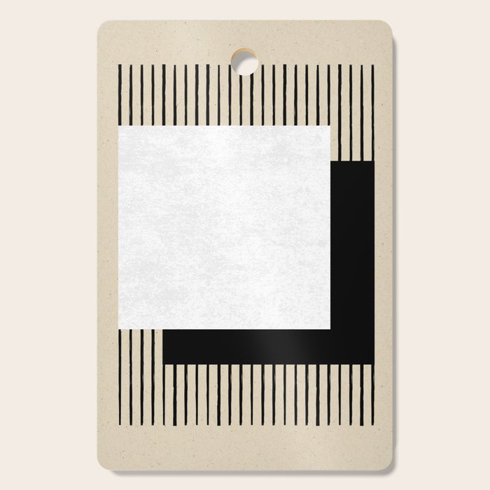 Square black and white Stripes Cutting Board Gallery Image 1