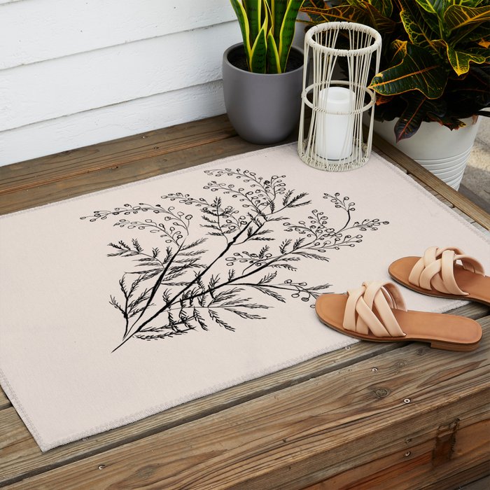 Minimal Acacia Branch Outdoor Rug Gallery Image 2