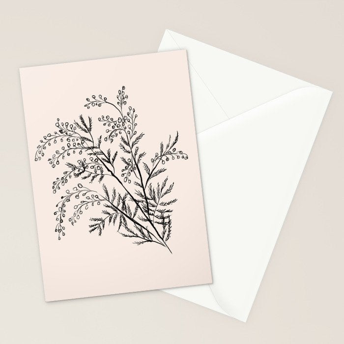 Minimal Acacia Branch Stationery Card Gallery Image 2